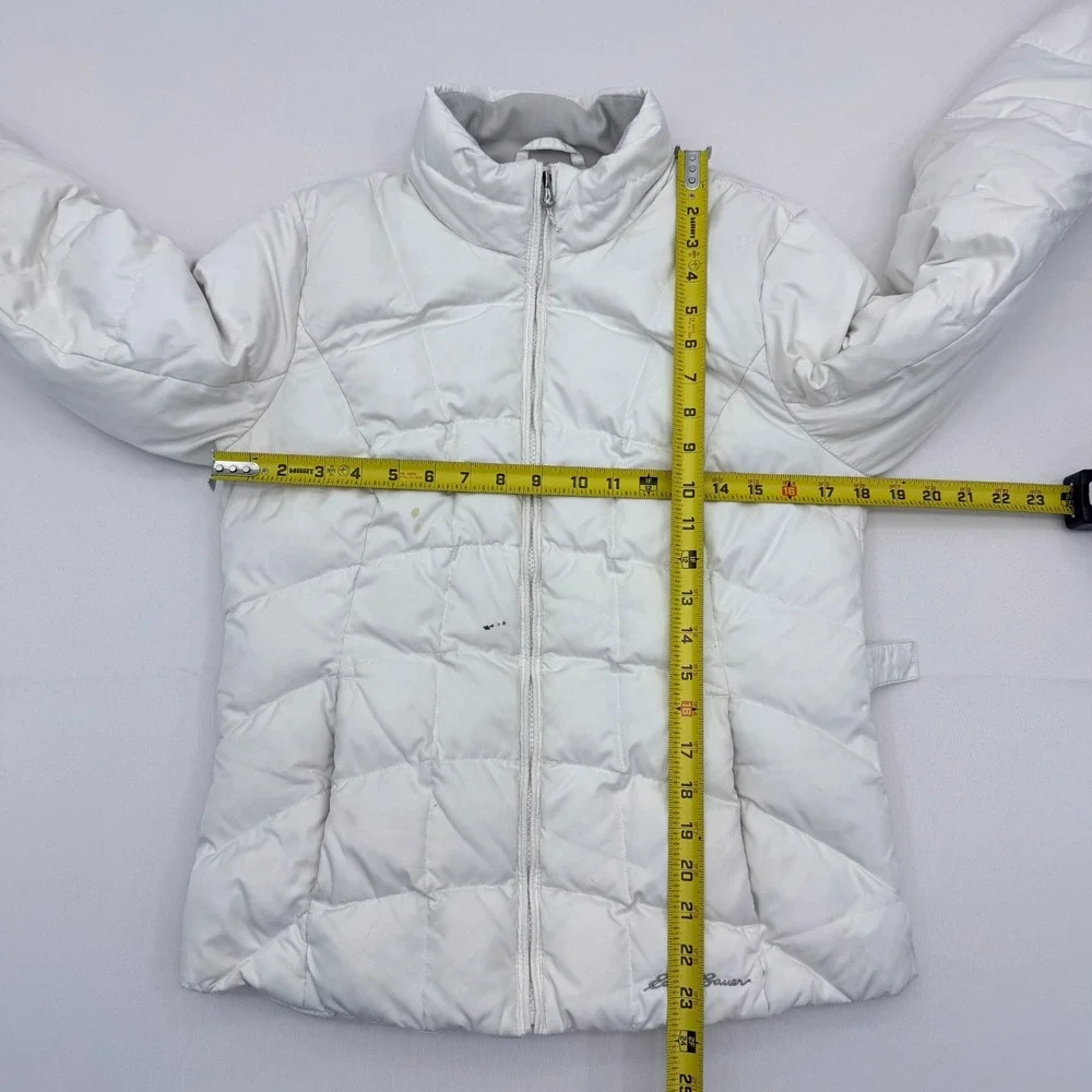 Eddie Bauer EB650 Down Puffer Jacket Womens Small 650 Full Zip Winter Coat White